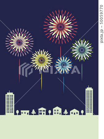 花火　街並み　 50059770