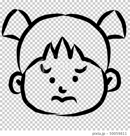 顔アイコン 少女 筆 表情のイラスト素材