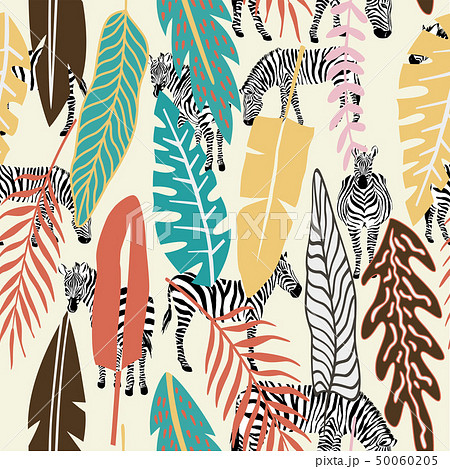 Abstract color tropical leaves zebra background 50060205