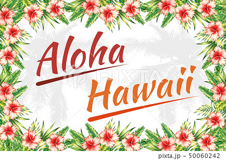 Slogan Aloha Hawaii Jungle Frameのイラスト素材