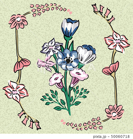 Bouquet of wild flowers olive background 50060718