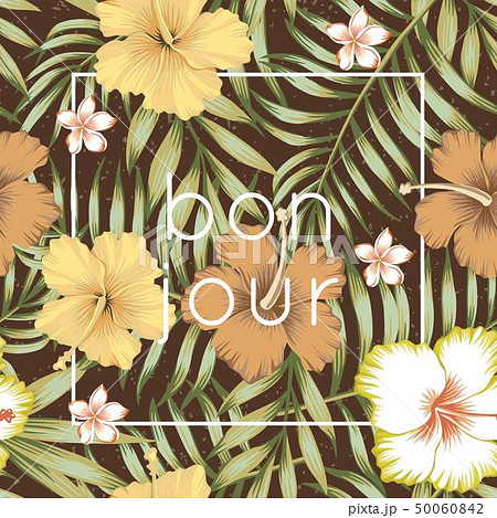 slogan bon jour tropical leaves hibiscus brown 50060842