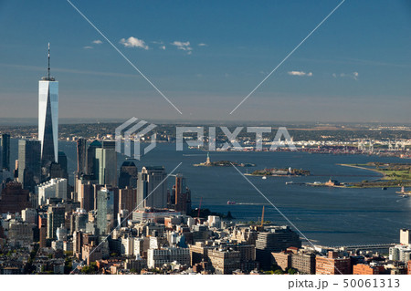 Aerial view of the Lower East Side of Manhattan with Brooklyn in the background Aerial view of the Lower East Side of Manhattan with Brooklyn in the background 50061313