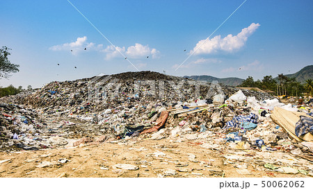 Mountain large garbage pile and pollution 50062062