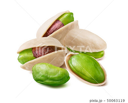 Pistachio nut group isolated on white background 50063119