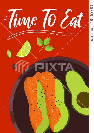 Soup on bright background in flat design style. Soup on bright background in flat design style. 50065381