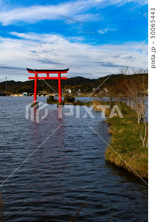 千葉県君津市　亀山湖亀山ダムの水上鳥居 50065443