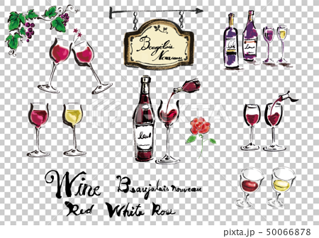 ワイン　ワイングラス　ベクター　赤ワイン　白ワイン　集合　ワイン集合　イラスト　アルコール 50066878