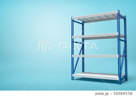 3d rendering of silver blue metal rack on blue background 50069556