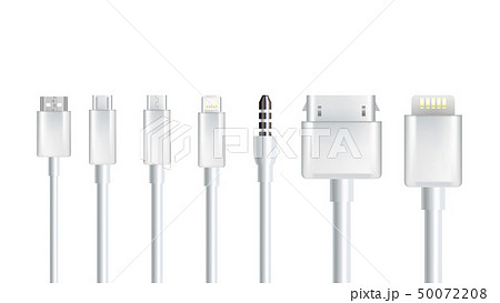 Realistic Different Cables Connection Set Vector Realistic Different Cables Connection Set Vector 50072208