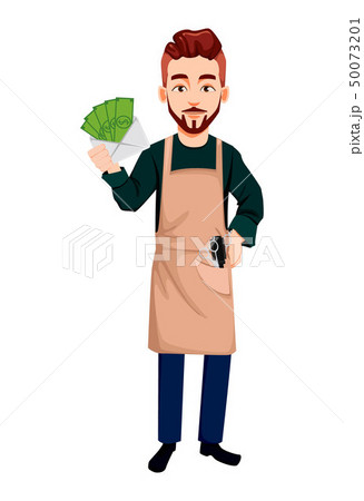 Barber man in hipster style holding money 50073201