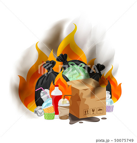 polluted of waste plastic incineration isolated 50075749