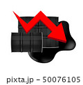 crude oil barrels with falling graph symbol red 50076105