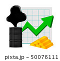 crude oil with pointing up graph and gold bar 50076111