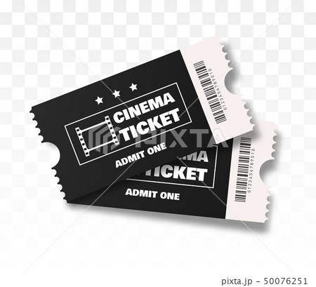 Two black Cinema tickets vector illustration. Two black Cinema tickets vector illustration. 50076251