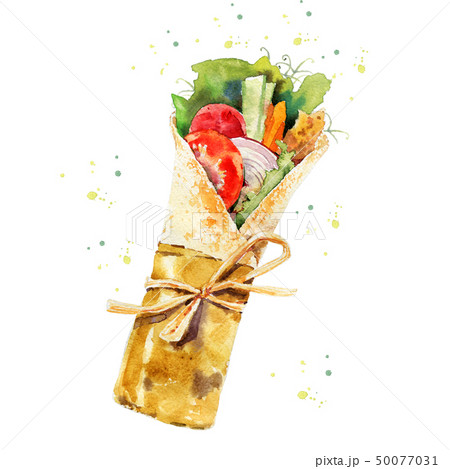 The Doner Kebab Shawarma Isolated On A White のイラスト素材