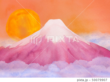 赤絵細描風アート「東京赤富士図」イラスト原画