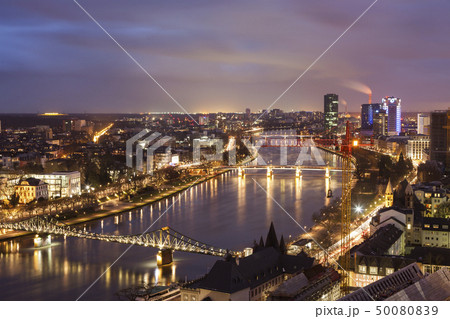Cityscape at sunset in Frankfurt, Germany Cityscape at sunset in Frankfurt, Germany 50080839