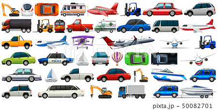 Transport Set Of Cars And Trucksのイラスト素材