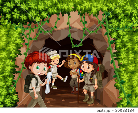 Scout Hiking In Natureのイラスト素材