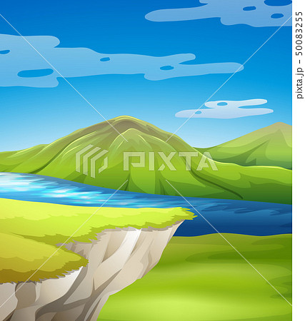 Beautiful cliff scene with lake 50083255