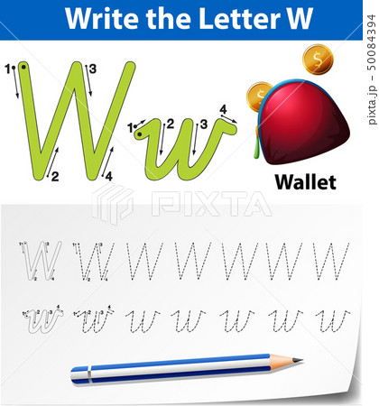 letter w tracing alphabet worksheets stock illustration 50084394 pixta