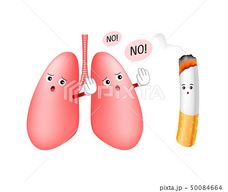 Cartoon lung character say no to cigarete. - Stock Illustration [50084664]  - PIXTA
