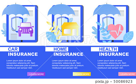 House Car Health Insurance Service Banner Vector House Car Health Insurance Service Banner Vector 50086923