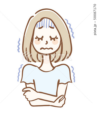 冷え性 女性 半袖 悪寒のイラスト素材