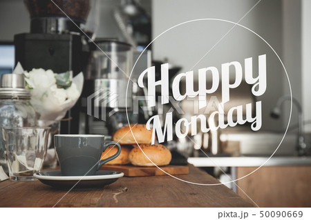 Happy Monday coffee cup background 50090669