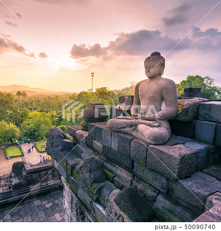 Buddha statue in Borobudur, Buddist Temple in Buddha statue in Borobudur, Buddist Temple in 50090740