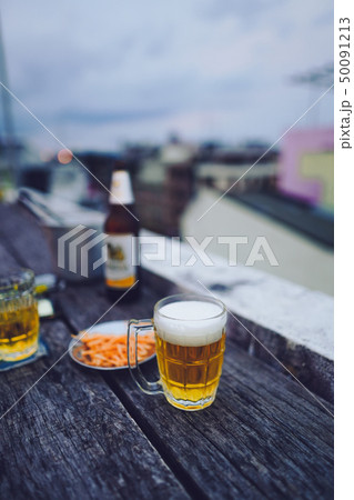 Beer in the glass in a restaurant outdoor Beer in the glass in a restaurant outdoor 50091213