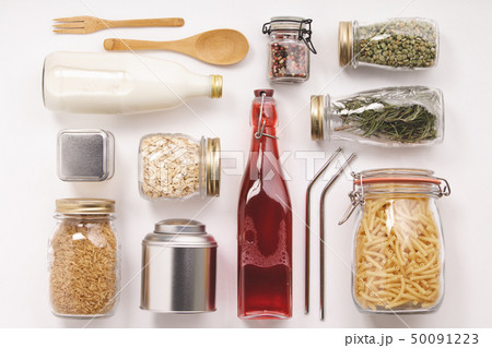 Zero waste home style, flat lay, top view 50091223