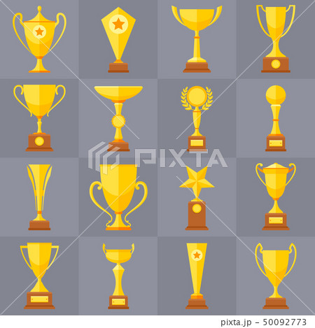 Winner trophy gold cups flat vector icons for sports victory concept Winner trophy gold cups flat vector icons for sports victory concept 50092773