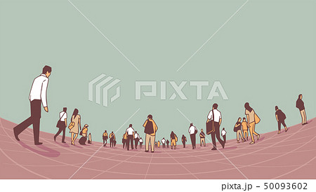 Illustration of people walking on station platform 50093602