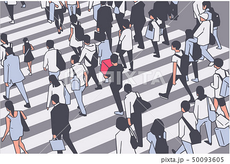 Illustration of busy city crowd crossing zebra Illustration of busy city crowd crossing zebra 50093605