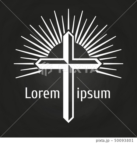 Vintage cross and rays on chalkboard 50093801