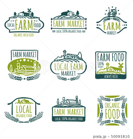 Farm and organic food vector labels. Vintage farmer badges Farm and organic food vector labels. Vintage farmer badges 50093810