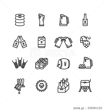 Beer alcohol drinks line vector icons 50094105