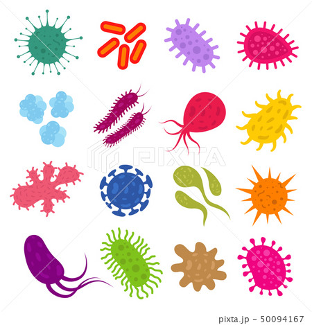 Infection bacteria and pandemic virus vector biology icons 50094167