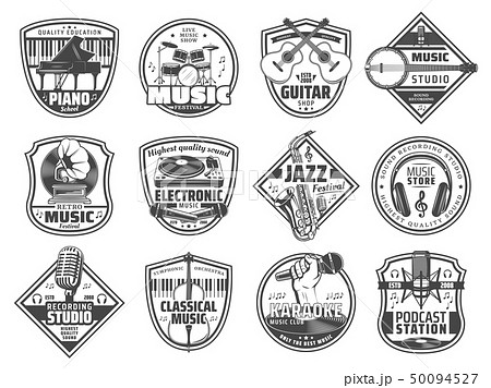 Music station, sound recording studio icons Music station, sound recording studio icons 50094527