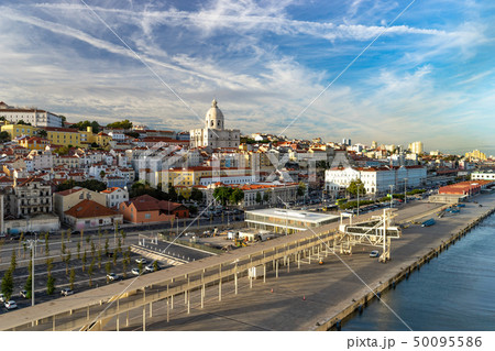 Lisbon, Portugal skyline and cityscape of the cruise port on the Tagus River Lisbon, Portugal skyline and cityscape of the cruise port on the Tagus River 50095586