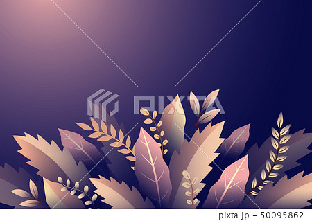 Design with branches and leaves, floral ornament on violet background Design with branches and leaves, floral ornament on violet background 50095862