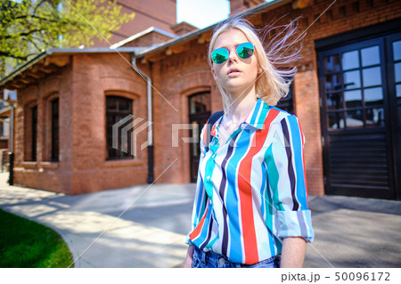 Fashionable summer woman at loft modern  city 50096172