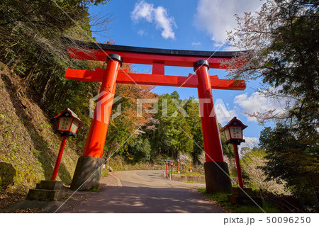 島根(山陰の小京都)の津和野 太鼓谷稲成神社の駐車場側の鳥居 50096250