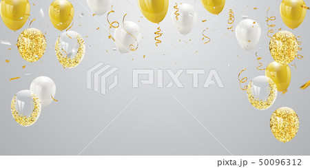Celebration banner with Gold balloons background.  50096312