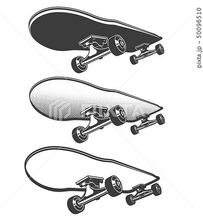 Skateboard In Motion Retro Illustrationのイラスト素材
