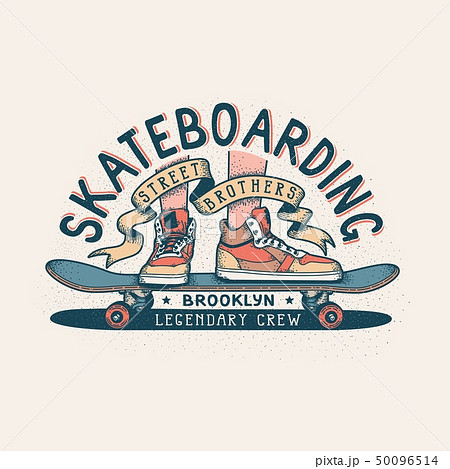 Authentic Skateboarding vintage print design...のイラスト素材