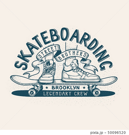 Skateboarding Retro Emblemのイラスト素材