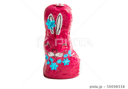 chocolate bunny in foil isolated 50098338